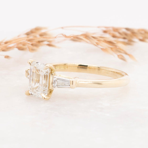 Noah James Jewellers Manchester Bespoke Gallery BESPOKE EMERALD AND TAPERED BAGUETTE ENGAGEMENT RING Lab Grown Diamond Moissanite