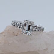 Noah James Jewellers Manchester Bespoke Gallery BESPOKE EMERALD CUT platinum engagement ring Lab Grown Diamond Moissanite
