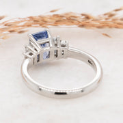 Noah James Jewellers Manchester Bespoke Gallery BESPOKE EMERALD CUT SAPPHIRE ENGAGEMENT RING Lab Grown Diamond Moissanite
