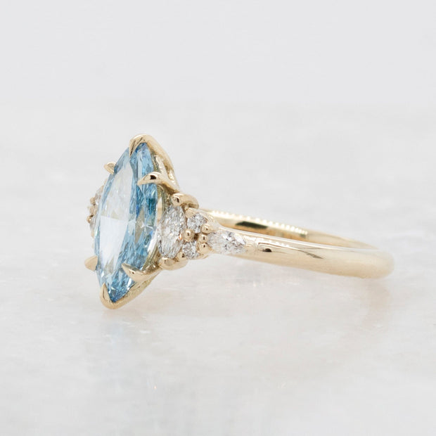 Noah James Jewellers Manchester Bespoke Gallery BESPOKE FANCY VIVID BLUE DIAMOND ENGAGEMENT RING Lab Grown Diamond Moissanite