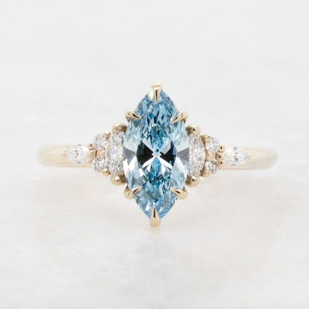 Noah James Jewellers Manchester Bespoke Gallery BESPOKE FANCY VIVID BLUE DIAMOND ENGAGEMENT RING Lab Grown Diamond Moissanite