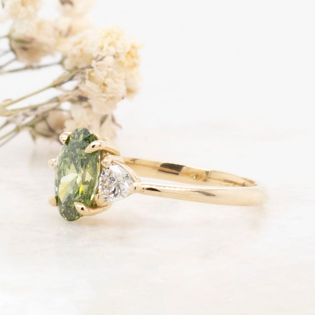 Noah James Jewellers Manchester Bespoke Gallery BESPOKE GREEN DIAMOND ENGAGEMENT RING Lab Grown Diamond Moissanite