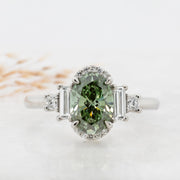 Noah James Jewellers Manchester Bespoke Gallery BESPOKE GREEN DIAMOND ENGAGEMENT RING Lab Grown Diamond Moissanite