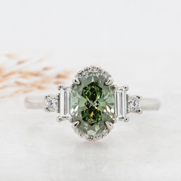 Noah James Jewellers Manchester Bespoke Gallery BESPOKE GREEN DIAMOND ENGAGEMENT RING Lab Grown Diamond Moissanite