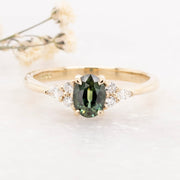 Noah James Jewellers Manchester Bespoke Gallery BESPOKE GREEN SAPPHIRE ENGAGEMENT RING Lab Grown Diamond Moissanite