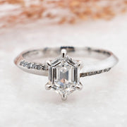 Noah James Jewellers Manchester Bespoke Gallery BESPOKE HEXAGON LAB DIAMOND PLATINUM ENGAGEMENT RING Lab Grown Diamond Moissanite