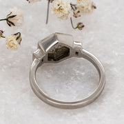 Noah James Jewellers Manchester Bespoke Gallery BESPOKE SALT AND PEPPER DIAMOND HEXAGON PLATINUM RING Lab Grown Diamond Moissanite