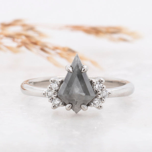 Noah James Jewellers Manchester Bespoke Gallery BESPOKE KITE SHAPED SALT AND PEPPER ENGAGEMENT RING Lab Grown Diamond Moissanite