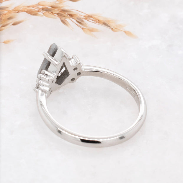 Noah James Jewellers Manchester Bespoke Gallery BESPOKE KITE SHAPED SALT AND PEPPER ENGAGEMENT RING Lab Grown Diamond Moissanite