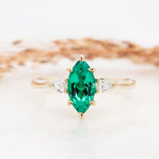 Noah James Jewellers Manchester Bespoke Gallery BESPOKE MARQUISE CUT EMERALD ENGAGEMENT RING Lab Grown Diamond Moissanite