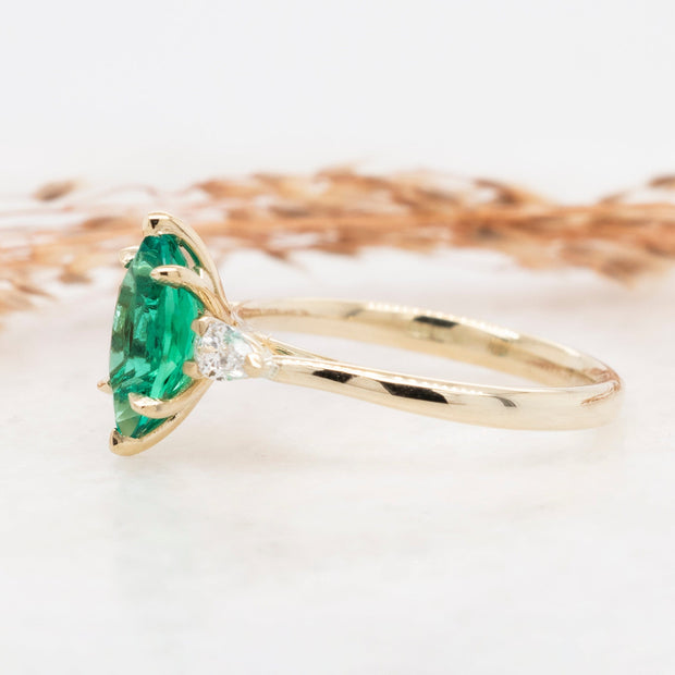 Noah James Jewellers Manchester Bespoke Gallery BESPOKE MARQUISE CUT EMERALD ENGAGEMENT RING Lab Grown Diamond Moissanite