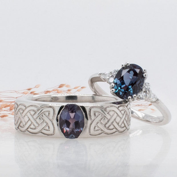 Noah James Jewellers Manchester Bespoke Gallery BESPOKE ALEXANDRITE WEDDING SET Lab Grown Diamond Moissanite