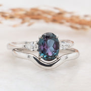 Noah James Jewellers Manchester Bespoke Gallery BESPOKE OVAL ALEXANDRITE PLATINUM ENGAGEMENT RING Lab Grown Diamond Moissanite