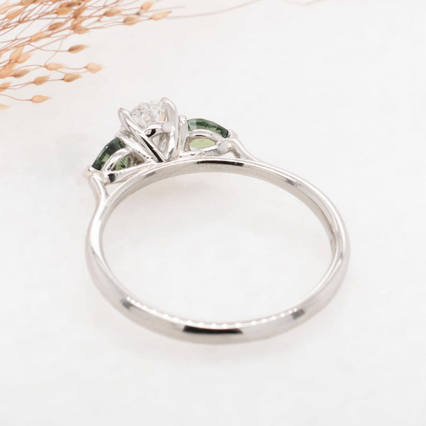 Noah James Jewellers Manchester Bespoke Gallery BESPOKE OVAL AND SAPPHIRE ENGAGEMENT RING Lab Grown Diamond Moissanite