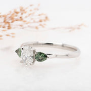 Noah James Jewellers Manchester Bespoke Gallery BESPOKE OVAL AND SAPPHIRE ENGAGEMENT RING Lab Grown Diamond Moissanite