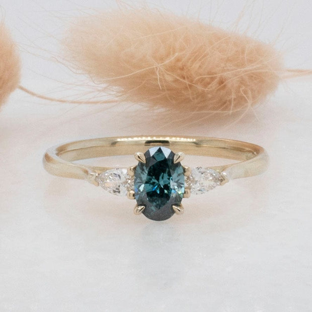 Noah James Jewellers Manchester Bespoke Gallery BESPOKE OVAL BLUE DIAMOND ENGAGEMENT RING Lab Grown Diamond Moissanite