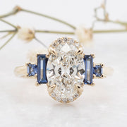 Noah James Jewellers Manchester Bespoke Gallery BESPOKE OVAL DIAMOND AND SAPPHIRE ENGAGEMENT RING Lab Grown Diamond Moissanite