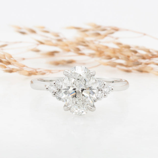 Noah James Jewellers Manchester Bespoke Gallery BESPOKE OVAL ENGAGEMENT RING WITH TREFOIL SHOULDERS Lab Grown Diamond Moissanite