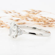 Noah James Jewellers Manchester Bespoke Gallery BESPOKE OVAL ENGAGEMENT RING WITH TREFOIL SHOULDERS Lab Grown Diamond Moissanite