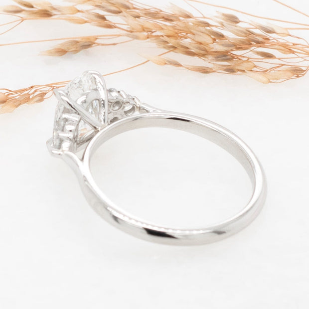 Noah James Jewellers Manchester Bespoke Gallery BESPOKE OVAL ENGAGEMENT RING WITH TREFOIL SHOULDERS Lab Grown Diamond Moissanite