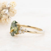 Noah James Jewellers Manchester Bespoke Gallery BESPOKE OVAL GREEN DIAMOND ENGAGEMENT RING Lab Grown Diamond Moissanite