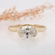 Noah James Jewellers Manchester Bespoke Gallery BESPOKE OVAL HALF BEZEL SET ENGAGEMENT RING Lab Grown Diamond Moissanite