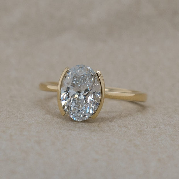 Noah James Jewellers Manchester Bespoke Gallery BESPOKE OVAL YELLOW GOLD ENGAGEMENT RING Lab Grown Diamond Moissanite