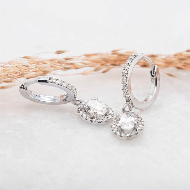 Noah James Jewellers Manchester Bespoke Gallery BESPOKE OVAL HALO DROP EARRINGS Lab Grown Diamond Moissanite