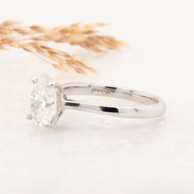 Noah James Jewellers Manchester Bespoke Gallery BESPOKE OVAL PLATINUM ENGAGEMENT RING Lab Grown Diamond Moissanite