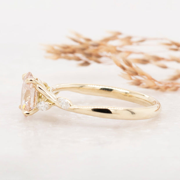 Noah James Jewellers Manchester Bespoke Gallery BESPOKE PEACH OVAL DIAMOND ENGAGEMENT RING Lab Grown Diamond Moissanite