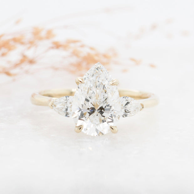 Noah James Jewellers Manchester Bespoke Gallery BESPOKE PEAR 3 STONE ENGAGEMENT RING Lab Grown Diamond Moissanite
