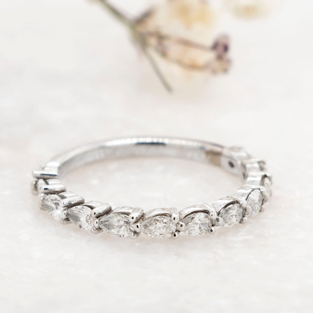 Noah James Jewellers Manchester Bespoke Gallery BESPOKE PEAR SHAPE CHANNEL SET PLATINUM RING Lab Grown Diamond Moissanite