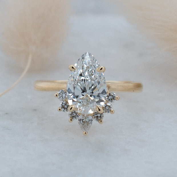 Noah James Jewellers Manchester Bespoke Gallery BESPOKE PEAR SHAPE PLATINUM ENGAGEMENT RING Lab Grown Diamond Moissanite