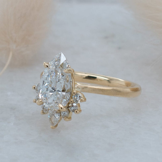 Noah James Jewellers Manchester Bespoke Gallery BESPOKE PEAR SHAPE PLATINUM ENGAGEMENT RING Lab Grown Diamond Moissanite