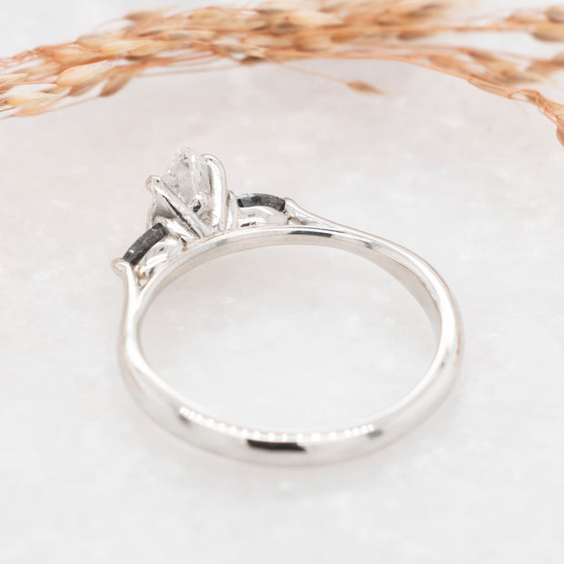 Noah James Jewellers Manchester Bespoke Gallery BESPOKE PEAR TRILOGY SALT AND PEPPER ENGAGMENET RING Lab Grown Diamond Moissanite