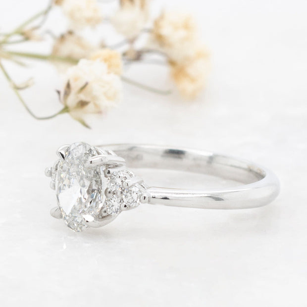 Noah James Jewellers Manchester Bespoke Gallery BESPOKE PLATINUM OVAL ENGAGEMENT RING Lab Grown Diamond Moissanite