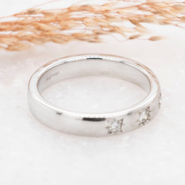 Noah James Jewellers Manchester Bespoke Gallery BESPOKE PLATINUM STARBURST WEDDING BAND Lab Grown Diamond Moissanite