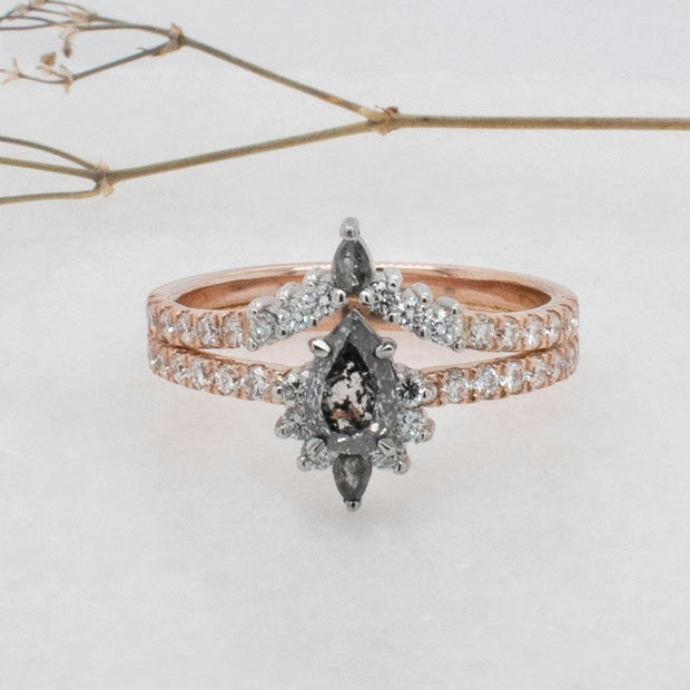 Noah James Jewellers Manchester Bespoke Gallery BESPOKE ROSE GOLD SALT AND PEPPER WEDDING SET Lab Grown Diamond Moissanite