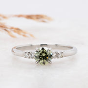 Noah James Jewellers Manchester Bespoke Gallery BESPOKE ROUND BRILLIANT CUT GREEN DIAMOND ENGAGEMENT RING Lab Grown Diamond Moissanite