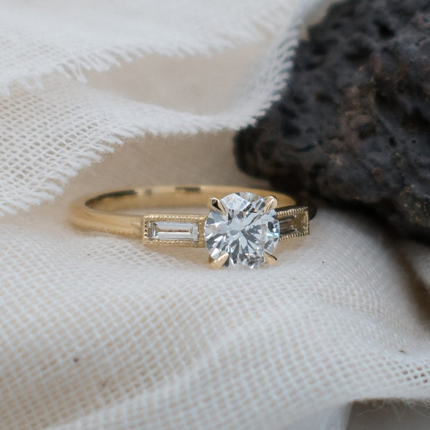 Noah James Jewellers Manchester Bespoke Gallery BESPOKE ROUND BRILLIANT CUT YELLOW GOLD ENGAGEMENT RING Lab Grown Diamond Moissanite