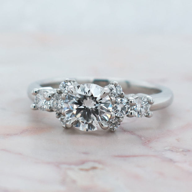 Noah James Jewellers Manchester Bespoke Gallery BESPOKE ROUND TREFOIL PLATINUM ENGAGEMENT RING Lab Grown Diamond Moissanite