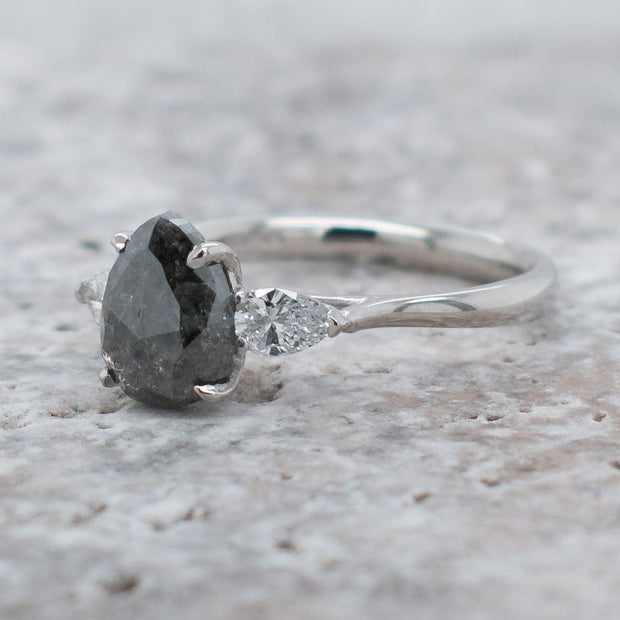 Noah James Jewellers Manchester Bespoke Gallery BESPOKE SALT AND PEPPER PLATINUM ENGAGMENT RING Lab Grown Diamond Moissanite