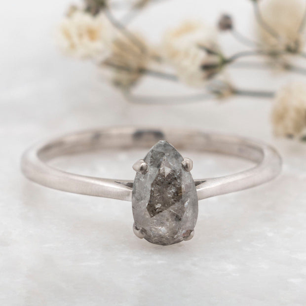 Noah James Jewellers Manchester Bespoke Gallery BESPOKE SALT AND PEPPER PEAR SHAPE ENGAGEMENT RING Lab Grown Diamond Moissanite