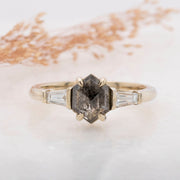 Noah James Jewellers Manchester Bespoke Gallery BESPOKE SALT & PEPPER THREE STONE ENGAGEMENT RING Lab Grown Diamond Moissanite