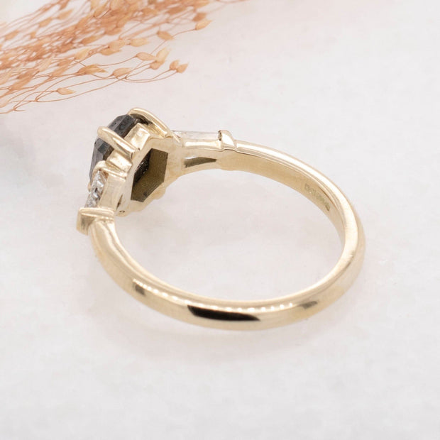 Noah James Jewellers Manchester Bespoke Gallery BESPOKE SALT & PEPPER THREE STONE ENGAGEMENT RING Lab Grown Diamond Moissanite