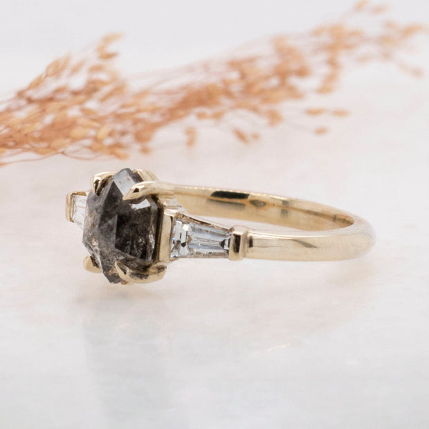 Noah James Jewellers Manchester Bespoke Gallery BESPOKE SALT & PEPPER THREE STONE ENGAGEMENT RING Lab Grown Diamond Moissanite