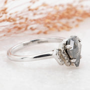 Noah James Jewellers Manchester Bespoke Gallery BESPOKE SHIELD CUT SALT AND PEPPER DIAMOND PLATINUM ENGAGEMENT RING Lab Grown Diamond Moissanite