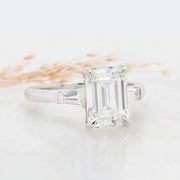 Noah James Jewellers Manchester Bespoke Gallery BESPOKE THREE STONE EMERALD CUT ENGAGEMENT RING Lab Grown Diamond Moissanite