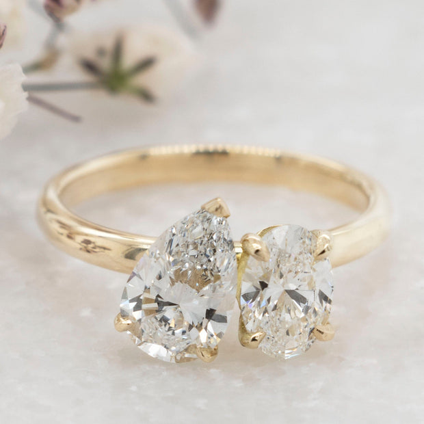 Noah James Jewellers Manchester Bespoke Gallery BESPOKE TOI ET MOI 18 CT YELLOW GOLD ENGAGEMENT RING Lab Grown Diamond Moissanite