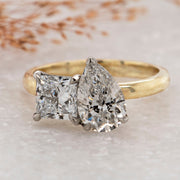 Noah James Jewellers Manchester Bespoke Gallery BESPOKE TOI ET MOI PEAR AND PRINCESS CUT ENGAGEMENT RING Lab Grown Diamond Moissanite